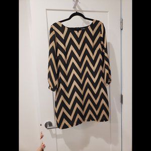 Black and Tan Chevron Dress - Size 13